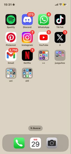 an iphone screen with several different icons on the bottom and one in the top right corner