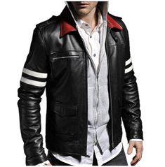 Men Alex Mercer Stylish Embroidery Leather Jacket Fashion Leather Jacke Bikers Jacket, Fashion Leather Jacket, Alex Mercer, Leather Jacket Fashion, Mens Leather Jacket, Leather Jacket Men Style, Motorcycle Jacket Mens, Waist Jacket, Leather Jacket Style