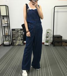 Denim Casual Spring Denim Overall Women Jumpsuits Casual Blue Wide Leg Jumpsuits And Rompers, Casual Blue Wide-leg Jumpsuits And Rompers, Casual Indigo Denim Jumpsuit, Casual Blue Cotton Denim Jumpsuit, Casual Cotton Denim Jumpsuit Non-stretch, Casual Dark Wash Denim Jumpsuit, Dark Wash Wide Leg Cotton Overalls, Casual Dark Wash Overalls, Casual Denim Blue Overalls