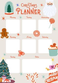 a christmas planner with santa claus and other holiday items