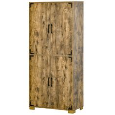 a tall wooden cabinet with two doors