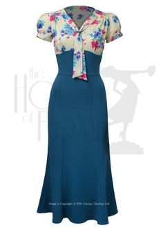 1930s Sweet Thing Dress - teal floral Retro Outfit Ideas, 1930's Dresses, 1930 Fashion, Retro Outfit, Vestidos Retro, 1930s Style, 1930's Fashion, 30s Fashion, 40s Fashion