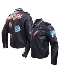 in stock Max Black, Aerosmith, Sports Gear, Jacket Design, Rock Band, Zip Jacket, Biker Jacket, Online Purchase, Rock Bands