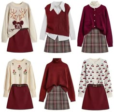 Aesthetic Christmas Clothes, Outfits With Red Skirt, Red Skirts Outfits, Christmas Aesthetic Clothes, Red Clothing Aesthetic, Christmas Clothes Aesthetic, Christmas Red Outfit, Christmas Aesthetic Outfit, Christmas Outfits Aesthetic