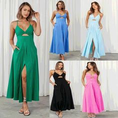 Sexy Women Summer Dress Beach Resort Hem Split Backless Cross Spaghetti Straps Dresses New Hollow V-neck Solid Long Dress Summer V-neck Suspender Dress For Beach, V-neck Sundress Suspender Dress For Beach, Summer V-neck Maxi Dress With Straps, V-neck Sundress Suspender Dress For Brunch, Beach Sundress With V-neck Suspender, V-neck Backless Dress For Summer Vacation, Summer Vacation V-neck Backless Dress, V-neck Backless Dress For Beach Party, V-neck Sundress For Night Out