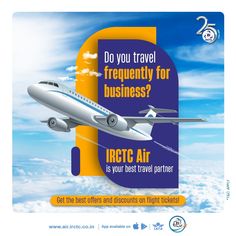 For quick and convenient flight tickets booking, IRCTC Air is the best option.  Book flight tickets at the lowest convenience fee and travel insurance worth 50 lakhs! Avail special fares for students, senior citizens, armed force personnel and for LTC; plus convenient web check in.  Visit: www.air.irctc.co.in or download the IRCTC Air app!  #IRCTCAt25 #ThinkTravelThinkIRCTC #IRCTCForYou #Destinations #IRCTC #IRCTCAir #Travel #TravelInsurance #Fares #DefenceFares #LTCFares #StudentFares #SeniorCitizenFares #Discounts #TravelLove #TravelSmart #TravelDeals #TravelPerks #FlightTickets #BookNow Airplane Ticket, Book Flight, Real Estate Ads, Air Flight, Travel Car, Airplane Tickets, Flight Tickets, Graphic Design Ads, Flight Ticket