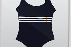 Vintage Bathing Suit Illustrated Print in Navy Blue or Black | Etsy Blue Graphic Print Swimwear For Poolside, Blue Graphic Print Beachwear Swimwear, Blue Graphic Print Swimwear, Casual Blue Swimwear With Graphic Print, Blue Graphic Print Swimwear For Beach Season, Vintage Bathing Suit, Fun Artwork, Vintage Bathing Suits, Lake Home