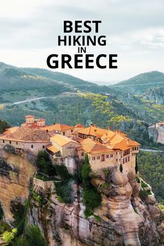 the best hikes in greece with text overlay that reads, best hiking in greece