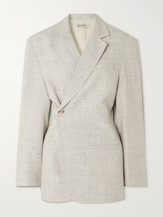 RÓHE Overlap woven blazer | NET-A-PORTER Blazer Details, Blazers Women, Women’s Blazer, Women Blazer, Chic Tailored Double-breasted Blazer, Summer Jackets For Women, Chic Structured Single-breasted Blazer, Net A Porter Jacket, Net A Porter Blazer