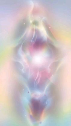 a blurry image of a woman's torso in pastel colors