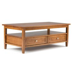 Light Golden Brown | Warm Shaker 48 inch Coffee Table Transitional Coffee Table, Rectangle Coffee Table Wood, Modern Wood Coffee Table, Living Room Entertainment Center, Multipurpose Table, Light Golden Brown, Coffee Table With Drawers, Shaker Style Doors, Living Room Entertainment