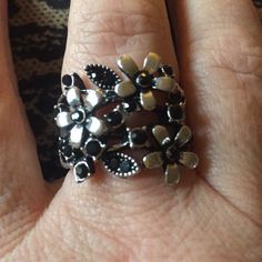 Gardenia Gleam Black Ring Spring Party Rings Adjustable, Adjustable Rings For Spring Party, Adjustable Spring Party Rings, Black Jewelry For Spring Party, Spring Gift: Black Jewelry, Elegant Black Spring Jewelry, Black Ring, Ring Color, Black Rings