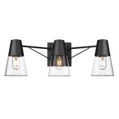 Ryker 25 in. 3 Lights Vanity Light Matte Black Finish - Bees Lighting Contemporary Vanity, Golden Lighting, Metal Cups, Suspension Bridge, Bath Vanity Lighting, Wall Fixtures, Modern Ceiling Light, Bath Vanity, Bathroom Vanity Lighting