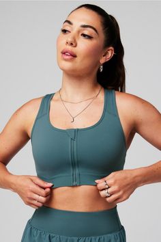 Front Zip High Impact Sports Bra Fabletics green female Activewear >> Womens >> Sports Bras >> Sports Bras regular Running/Tennis/Training Breathable/Front Closure/Molded Bra Cups Best Sports Bras For Large Bust, Sport Bra Outfits, Gym Sports Bra, Sports Bra Outfit, Female Activewear, Tennis Training, Sports Bra Design, Sport Clothes, Best Sports Bras