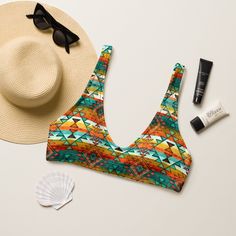 Yeehaw Mustard Aztec Bikini Top - #bktop Multicolor Bold Print Swimwear For Sunbathing, Multicolor Vibrant Print Triangle Top Swimwear, Vibrant Triangle Top Swimwear For Sunbathing, Vibrant Swimwear With Bold Print For Beach Season, Trendy Orange Swimwear For Vacation, Vibrant Triangle Top Swimwear For Vacation, Vibrant Triangle Top Swimwear For Beach, Orange Tropical Triangle Top Swimwear, Trendy Orange Swimwear For Sunbathing