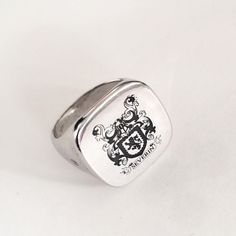 "Square signet ring - silver signet ring - Crest ring - mens signet ring - womens signet ring - engraved ring - Personalized Ring A special engraving technique using etching that creates the appearance of an image with details Seal Dimensions : 2 mm = 0.78\" Made of sterling silver Please note in the \"notes to seller\" at checkout. : * state your ring size * Crest / letter / picture / name/s / Sentence / Inspiration / Drawing - you want to apper If you have any questions please feel free to con Pinky Ring Mens, Engraved Rings Personalized, College Ring, Mens Signet Ring, Family Crest Rings, College Rings, Signet Ring Men, Jewish Jewelry, Engraved Ring