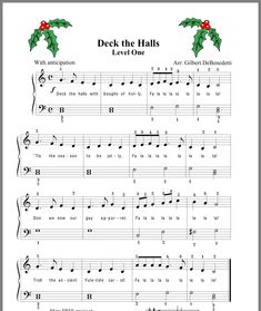 the christmas carol sheet music for children to play with their favorite song, deck the bells