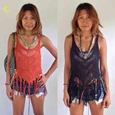 "Sun Wave Crochet Fringe Top cotton blend silk. Orange, Light Pink, Black or Beige. Very Soft and Comfortable Stretchable Fabric Measurements: Bust: 32\"-61\" Length: 27.5\" with Fringe Care: Hand or Machine Wash" Summer Cotton Top, Macrame Top, Wave Crochet, Summer Cotton Tops, Fringe Tank Top, Beach Crochet, Cover Up Beach, Boho Tank Top, Cute Summer Tops