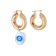 5 years later, and our best-selling Donut Hoops got a revamp. 14kt gold plated hoop measures 1" Diameter Each design is hand-painted and unique. Hamsa Jewelry, Small Gold Hoop Earrings, Shark Tooth Necklace, Shell Choker, Evil Eye Protection, Small Gold Hoops, Tooth Necklace, Shell Bracelet, Natural Gold