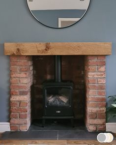 Fireplace brick panels with columns Brick Slip, Brick Pillars, Red Brick Fireplaces, Brick Slips, Floating Fireplace