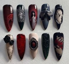 Goth Nail Art, Gothic Nail Art, Monster Nails, Romantic Nails, Gothic Nails, Anime Nails, Cute Nail Art Designs, Nails Now