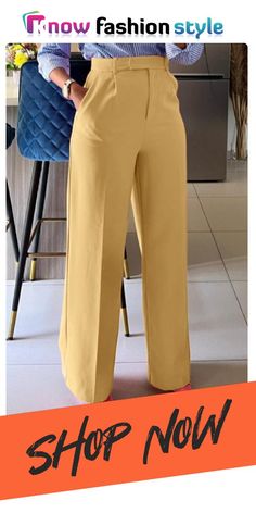 knowfashionstyle Casual Solid Patchwork Pocket Regular High Waist Conventional Solid Color Trousers Fashion Gallery, Wholesale Fashion, Bottoms Pants, African Fashion, Buy Now, High Waist, Women's Fashion, Shop Now, Trousers