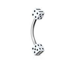 Add a vibrant touch to your piercings with our Surgical Steel Eyebrow Ring Curved Barbell, featuring UV acrylic dice beads. This stylish piece is crafted from high-quality 316L surgical steel and durable acrylic, ensuring both longevity and comfort. With a 16-gauge (1.2 mm) size and 5/16" (8 mm) length, it is designed to fit perfectly in various piercings, including eyebrows, lips, cartilage, and more. The 5 mm ball size ensures a secure and comfortable fit, making it a versatile addition to you Eyebrow Piercing Jewelry, Lip Piercing Ring, Eyebrow Rings, Barbell Piercing, Eyebrow Ring, Eyebrow Piercing, Piercing Ring, Lip Ring, Belly Rings