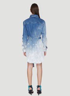 Off-White "This Printed" Ombre Denim Dress Condition: New without Tags This Printed Ombré Denim Dress is crafted from cotton in a denim weave, featuring a paint splat-effect print with a point collar, long sleeves with an asymmetric appliqué and a belted waist. Cotton fabrication in a denim weave Paint splat-effect print Point collar Long Sleeves with an abstract appliqué Chest flapped pockets Belted waist Front button fastening 100% Cotton Spring Distressed Cotton Denim Dress, Ombre Denim, Paint Splats, Denim Dress, Denim Jacket, Ballet Skirt, Long Sleeves, Off White, Paint