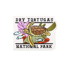 a sticker with the words dry tortugass national park on it and a turtle