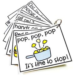 five printable cards with the words it's time to stop and hand pop