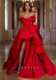 Off Shoulder Elegant Dress, Glamorous A-line Gala Gown, Glamorous A-line Gown For Gala, Formal A-line Ball Gown With Sweep Train, Formal Satin A-line Ball Gown, Glamorous A-line Prom Gown, Evening Ball Gown With Sweetheart Neckline And Detachable Train, Elegant Satin Ball Gown With Long Train, A-line Evening Dress For Prom And Gala