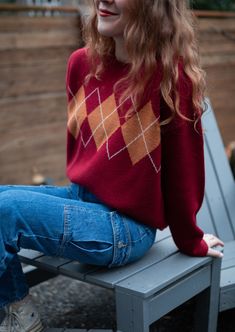 the sorting hat sweater in red & gold – The Common Room Winter Argyle Pattern Crew Neck Sweater, Cozy Argyle Pattern Long Sleeve Sweater, Retro Long Sleeve Argyle Sweater, Cozy Long Sleeve Argyle Sweater, Winter Argyle Knit Sweater, Trendy Argyle Pattern Tops For Fall, Winter Argyle Pattern Tops, Retro Argyle Pattern Crew Neck Sweater, Retro Crew Neck Argyle Sweater