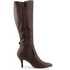 These knee-high boots set on a lofty stiletto heel serve as an impeccable standby style and allow the toes to move comfortably. Perfect for pairing with skirts, jeans, etc. to create a look that's all yours. With a simple but pointed-toe design, the red knee-high-heeled boots will be your choice for party, wedding, date, or casual work wear. Brown Pointed Toe Knee-high Boots For Office, Tall Brown Boots With Pointed Toe, Brown Tall Heeled Boots With Pointed Toe, Casual Work Wear, High Heel Boots Knee, Closed Toe Shoes, Toe Designs, High Boots, Favorite Dress