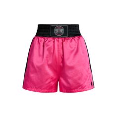 pink shorts with black trims and logo on the side