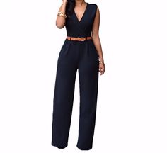 Item Type: Jumpsuits & RompersGender: FemaleDecoration: SashesFit Type: StraightPattern Type: SolidStyle: FashionType: JumpsuitsFabric Type: BroadclothMaterial: Polyester, SpandexLength: Full LengthMaterial Composition: 95% Polyester, 5% Spandex SKU: 1097511 Fitted Belted Jumpsuits For Office, Fitted Belted Jumpsuits And Rompers For Office, Elegant Work Wear, Color 2, Work Wear, Outfit Inspirations, Women's Fashion, Jumpsuit, Composition