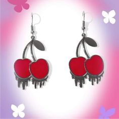 These Are Gorgeous! Big Too! Approximately 1.5 Inches. Adorable!! Great Bundle Item Or Make Me A Reasonable Offer Cute Red Jewelry For Spring, Casual Red Metal Jewelry, Cherry Earrings, Ear Rings, Earrings Color, Lady In Red, Cherry, Jewelry Earrings, Women Jewelry