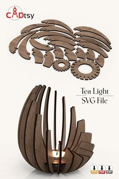 the tea light svg file is designed to look like an abstract piece of wood