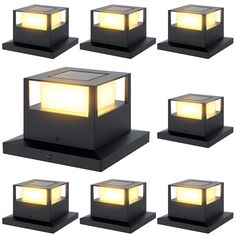 six different types of lights that are on top of each other in the shape of cubes