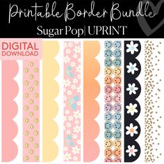 printable pastel border bundle Alphabet Birthday, Classroom Borders, Printable Border, Bulletin Board Paper, Teacher Forms, Classroom Accessories, Sugar Pop, Planner Writing, Classroom Makeover