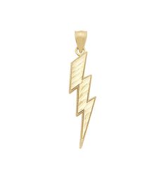 - Authentic 10K Yellow Gold Pendant - Gold Lightning Bolt Pendant - It fits up to 4 mm chain - Wt : 1.5 g, Size : 1.7 inch x 0.35 inch - 30 Days Money Back Guarantee Gold Lightning, Lightning Bolt Necklace, Georgetown Tx, Pendant Diamond, Yellow Gold Pendants, Pendant Gold, Lightning Bolt, Diamond Cut, Necklace Pendant