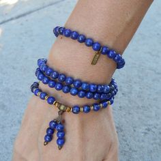 Necklaces - Compassion, Lapis Lazuli Gemstone 108 Bead Mala Convertible Necklace Mala Ideas, Convertible Necklace, Wrist Wraps, Dainty Diamond Necklace, Lapis Lazuli Jewelry, 108 Mala Beads, Lapis Lazuli Gemstone, Length Necklace, Diamond Solitaire Necklace