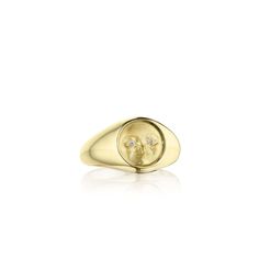 Anthony Lent Small Moonface Signet Ring Anthony Lent, Collective Unconscious, Gold And Silver Ring, Gold And Silver Rings, Solid Gold Ring, Solid Gold Rings, The Collective, Silver Diamonds, Signet Ring