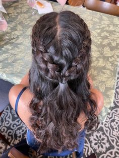 Half And Half Hair Styles, Braids Into Half Up Half Down, Braided Hairstyles Wavy Hair, French Braids Half Up Half Down, Hairstyles For Camp, Have Up Have Down Hair Hairstyles, Wavy Hair Half Up Half Down, Braids For Wavy Hair, French Braids Into Ponytail