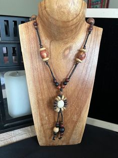 Vintage African Wooden Beaded Necklace - Etsy Rustic Brown Wooden Bead Necklaces, Vintage Wooden Beads Necklaces, Brown Wooden Necklace With Large Beads, Vintage Brown Wooden Bead Necklaces, Vintage Brown Multi-strand Beaded Necklace, Wooden Bead Necklaces, Etsy Jewelry, Beaded Pendant, Wooden Beads