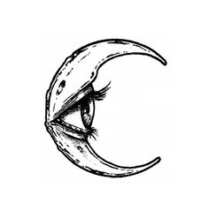 an ink drawing of the moon and eye