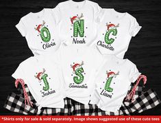 Celebrate the holiday season in style with our funny Custom initial and first name Dalmatian polka dot personalized Matching Family Christmas Shirts! These charming and comfortable shirts are the perfect addition to your family's festive wardrobe, designed to capture the spirit of togetherness during the most wonderful time of the year. From funny Christmas group shirts to personalized custom family match shirts, our collection offers the perfect attire for creating lasting holiday memories. Our Last Holiday, Christmas Tee Shirts, Personalized Matches, Christmas Names, Professional Graphic Design, Group Shirts, Family Christmas Shirts, Holiday Memories, Custom Initials