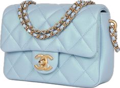 Chanel Mini Flap Bag, Designer Bags Louis Vuitton, Chanel Box, Chanel Mini, Burberry Sunglasses, Madison Avenue, Quilted Leather, Flap Bag, Blue Bags