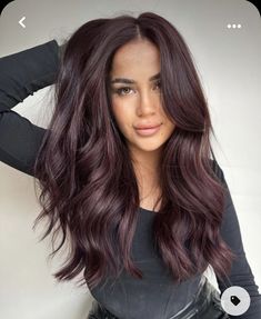 Bordeaux Hair Color, Hot Purple Hair, Plum Hair Colour, Hair Ideas Dyed, Burgundy Purple Hair, Plum Black Hair, Pelo Color Vino, Purple Brown Hair, Wine Hair Color