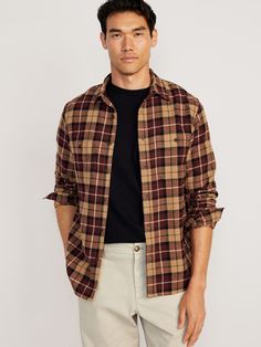 Winter Clothes Men, Flannel Shacket, Clothes Men, Winter Outfits Men, Orange Plaid, Brown Plaid, Plaid Flannel Shirt, Winter Clothes, Maternity Wear