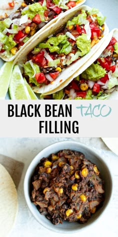 black bean taco with corn and lettuce